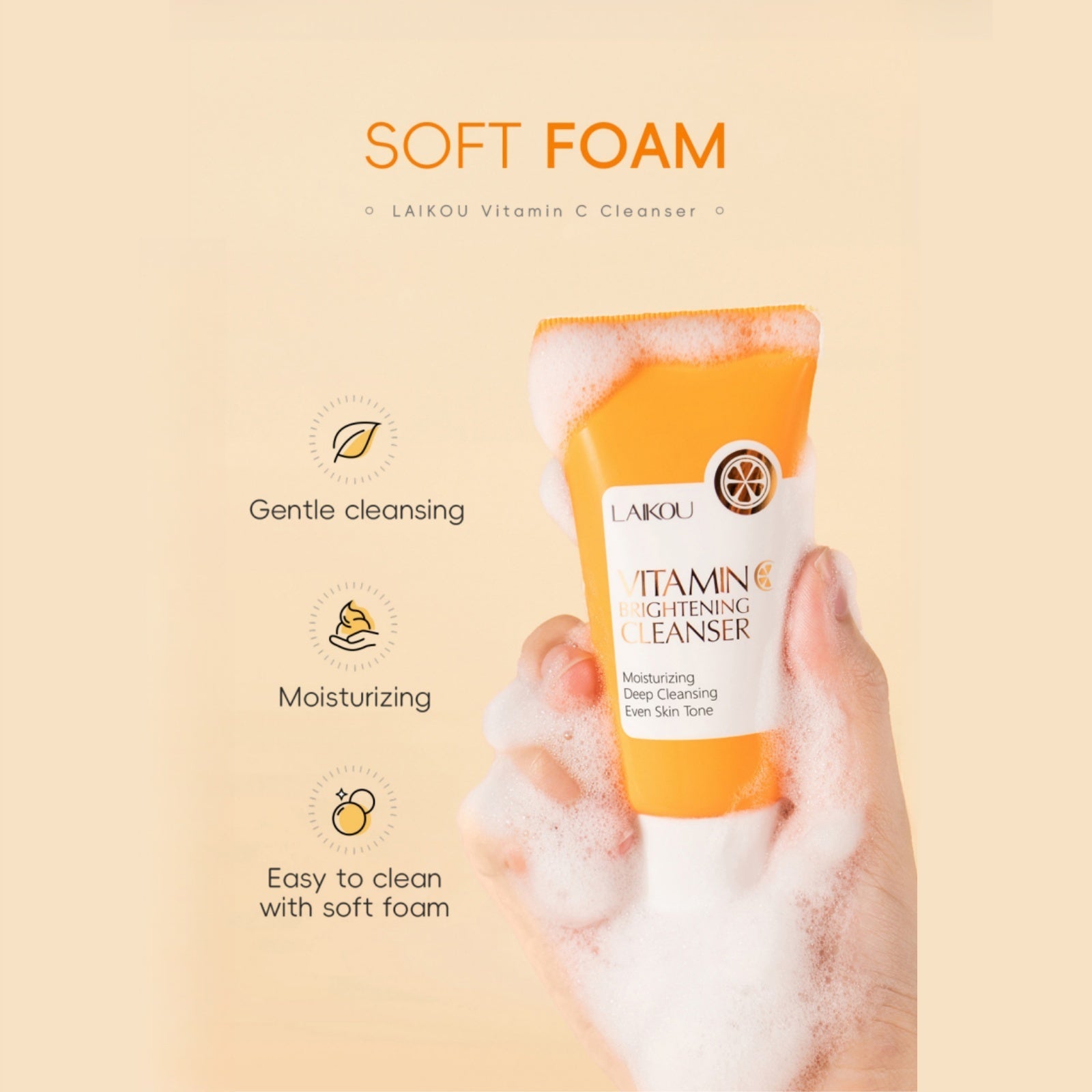 LAIKOU Vitamin C Facial Cleanser - VelisseCosmetics