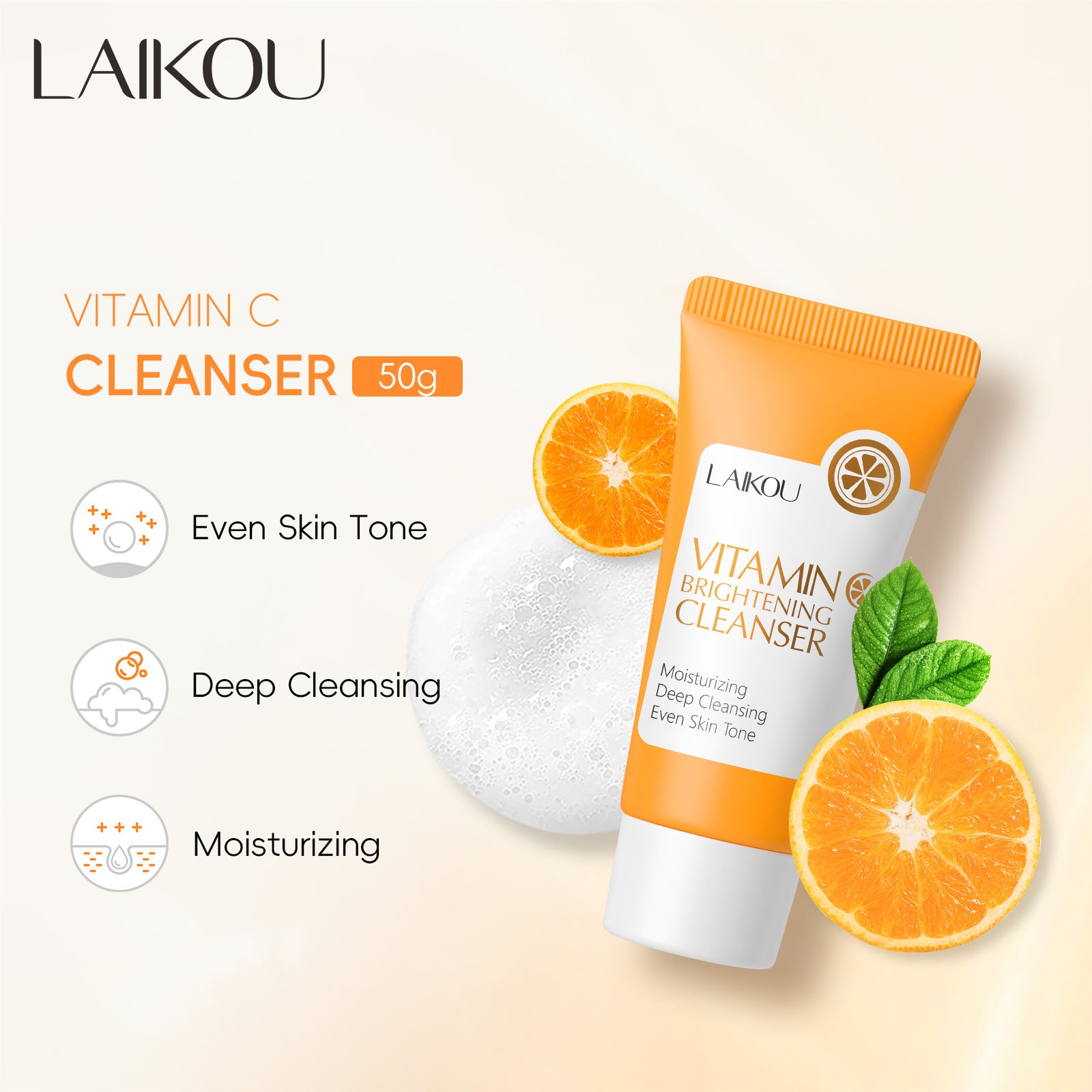 LAIKOU Vitamin C Facial Cleanser - VelisseCosmetics
